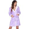 image:imageEkouaer Womens Hooded Bathrobe Plush Short Robe Super Soft Fleece Robe Luxury Sleepwear with PocketsZ Lavender
