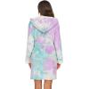 image:imageEkouaer Womens Hooded Bathrobe Plush Short Robe Super Soft Fleece Robe Luxury Sleepwear with PocketsZ Purple Tie Dye