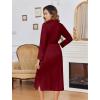 image:imageEkouaer Womens Robe Long Knit Kimono Bathrobe Lightweight Sleepwear Soft Ladies Loungewear with Pockets SXXLBurgundy