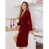 image:imageEkouaer Womens Robe Long Knit Kimono Bathrobe Lightweight Sleepwear Soft Ladies Loungewear with Pockets SXXLBurgundy
