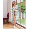 image:imageEkouaer Womens Robe Long Knit Kimono Bathrobe Lightweight Sleepwear Soft Ladies Loungewear with Pockets SXXLGreen Leaves Red Floral