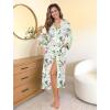 image:imageEkouaer Womens Robe Long Knit Kimono Bathrobe Lightweight Sleepwear Soft Ladies Loungewear with Pockets SXXLGreen Leaves Red Floral