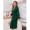 image:imageEkouaer Womens Robe Long Knit Kimono Bathrobe Lightweight Sleepwear Soft Ladies Loungewear with Pockets SXXLLake Green
