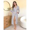 image:imageEkouaer Womens Robe Long Knit Kimono Bathrobe Lightweight Sleepwear Soft Ladies Loungewear with Pockets SXXLLight Gray