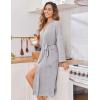 image:imageEkouaer Womens Robe Long Knit Kimono Bathrobe Lightweight Sleepwear Soft Ladies Loungewear with Pockets SXXLLight Gray