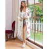 image:imageEkouaer Womens Robe Long Knit Kimono Bathrobe Lightweight Sleepwear Soft Ladies Loungewear with Pockets SXXLWhite Red Flowers