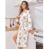 image:imageEkouaer Womens Robe Long Knit Kimono Bathrobe Lightweight Sleepwear Soft Ladies Loungewear with Pockets SXXLWhite Red Flowers