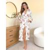 image:imageEkouaer Womens Robe Long Knit Kimono Bathrobe Lightweight Sleepwear Soft Ladies Loungewear with Pockets SXXLWhite Red Flowers