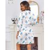 image:imageEkouaer Womens Robes Lightweight 34 Sleeve Short Knit Bathrobe Soft Knee Length Sleepwear Robes with Pockets SXXLBlue Floral