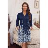image:imageEkouaer Womens Robes Lightweight 34 Sleeve Short Knit Bathrobe Soft Knee Length Sleepwear Robes with Pockets SXXLBlue White Floral