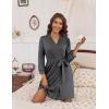 image:imageEkouaer Womens Robes Lightweight 34 Sleeve Short Knit Bathrobe Soft Knee Length Sleepwear Robes with Pockets SXXLDark Grey