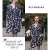 image:imageEkouaer Womens Robes Lightweight 34 Sleeve Short Knit Bathrobe Soft Knee Length Sleepwear Robes with Pockets SXXLFp Black Big Flowers
