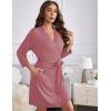 image:imageEkouaer Womens Robes Lightweight 34 Sleeve Short Knit Bathrobe Soft Knee Length Sleepwear Robes with Pockets SXXLGray Purple