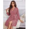 image:imageEkouaer Womens Robes Lightweight 34 Sleeve Short Knit Bathrobe Soft Knee Length Sleepwear Robes with Pockets SXXLGray Purple