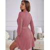 image:imageEkouaer Womens Robes Lightweight 34 Sleeve Short Knit Bathrobe Soft Knee Length Sleepwear Robes with Pockets SXXLGray Purple