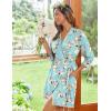 image:imageEkouaer Womens Robes Lightweight 34 Sleeve Short Knit Bathrobe Soft Knee Length Sleepwear Robes with Pockets SXXLGreen Flowers