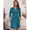 image:imageEkouaer Womens Robes Lightweight 34 Sleeve Short Knit Bathrobe Soft Knee Length Sleepwear Robes with Pockets SXXLLake Blue