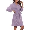 image:imageEkouaer Womens Robes Lightweight 34 Sleeve Short Knit Bathrobe Soft Knee Length Sleepwear Robes with Pockets SXXLLavender