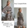 image:imageEkouaer Womens Robes Lightweight 34 Sleeve Short Knit Bathrobe Soft Knee Length Sleepwear Robes with Pockets SXXLLeopard Apricot