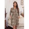 image:imageEkouaer Womens Robes Lightweight 34 Sleeve Short Knit Bathrobe Soft Knee Length Sleepwear Robes with Pockets SXXLLeopard Apricot