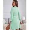 image:imageEkouaer Womens Robes Lightweight 34 Sleeve Short Knit Bathrobe Soft Knee Length Sleepwear Robes with Pockets SXXLLight Green