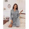 image:imageEkouaer Womens Robes Lightweight 34 Sleeve Short Knit Bathrobe Soft Knee Length Sleepwear Robes with Pockets SXXLLight Grey