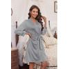 image:imageEkouaer Womens Robes Lightweight 34 Sleeve Short Knit Bathrobe Soft Knee Length Sleepwear Robes with Pockets SXXLLight Grey