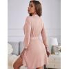 image:imageEkouaer Womens Robes Lightweight 34 Sleeve Short Knit Bathrobe Soft Knee Length Sleepwear Robes with Pockets SXXLLight Pink