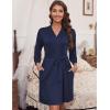 image:imageEkouaer Womens Robes Lightweight 34 Sleeve Short Knit Bathrobe Soft Knee Length Sleepwear Robes with Pockets SXXLNavy Blue