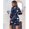 image:imageEkouaer Womens Robes Lightweight 34 Sleeve Short Knit Bathrobe Soft Knee Length Sleepwear Robes with Pockets SXXLNavy Floral