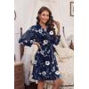 image:imageEkouaer Womens Robes Lightweight 34 Sleeve Short Knit Bathrobe Soft Knee Length Sleepwear Robes with Pockets SXXLNavy Floral