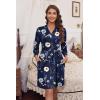 image:imageEkouaer Womens Robes Lightweight 34 Sleeve Short Knit Bathrobe Soft Knee Length Sleepwear Robes with Pockets SXXLNavy Floral