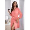 image:imageEkouaer Womens Robes Lightweight 34 Sleeve Short Knit Bathrobe Soft Knee Length Sleepwear Robes with Pockets SXXLOrange  Pink