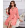 image:imageEkouaer Womens Robes Lightweight 34 Sleeve Short Knit Bathrobe Soft Knee Length Sleepwear Robes with Pockets SXXLOrange  Pink