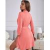 image:imageEkouaer Womens Robes Lightweight 34 Sleeve Short Knit Bathrobe Soft Knee Length Sleepwear Robes with Pockets SXXLOrange  Pink