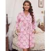 image:imageEkouaer Womens Robes Lightweight 34 Sleeve Short Knit Bathrobe Soft Knee Length Sleepwear Robes with Pockets SXXLPink Bow