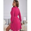 image:imageEkouaer Womens Robes Lightweight 34 Sleeve Short Knit Bathrobe Soft Knee Length Sleepwear Robes with Pockets SXXLRose Red