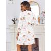 image:imageEkouaer Womens Robes Lightweight 34 Sleeve Short Knit Bathrobe Soft Knee Length Sleepwear Robes with Pockets SXXLTeddy Bear White