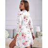 image:imageEkouaer Womens Robes Lightweight 34 Sleeve Short Knit Bathrobe Soft Knee Length Sleepwear Robes with Pockets SXXLWhite Flower