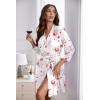 image:imageEkouaer Womens Robes Lightweight 34 Sleeve Short Knit Bathrobe Soft Knee Length Sleepwear Robes with Pockets SXXLWhite Flower