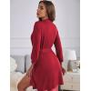 image:imageEkouaer Womens Robes Lightweight 34 Sleeve Short Knit Bathrobe Soft Knee Length Sleepwear Robes with Pockets SXXLWine Red