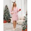 image:imageEkouaer Womens Robes Short Plush Bathrobe Knee Length Warm Soft Jacquard Robe Winter House Coat with Pockets SXXLB Pink Jacquard