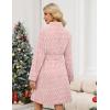 image:imageEkouaer Womens Robes Short Plush Bathrobe Knee Length Warm Soft Jacquard Robe Winter House Coat with Pockets SXXLB Pink Jacquard