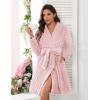 image:imageEkouaer Womens Robes Short Plush Bathrobe Knee Length Warm Soft Jacquard Robe Winter House Coat with Pockets SXXLB Pink Jacquard