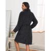 image:imageEkouaer Womens Robes Short Plush Bathrobe Knee Length Warm Soft Jacquard Robe Winter House Coat with Pockets SXXLBlack Jacquard