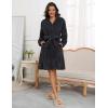 image:imageEkouaer Womens Robes Short Plush Bathrobe Knee Length Warm Soft Jacquard Robe Winter House Coat with Pockets SXXLBlack Jacquard