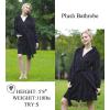 image:imageEkouaer Womens Robes Short Plush Bathrobe Knee Length Warm Soft Jacquard Robe Winter House Coat with Pockets SXXLBlack Jacquard