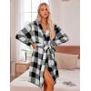 image:imageEkouaer Womens Robes Short Plush Bathrobe Knee Length Warm Soft Jacquard Robe Winter House Coat with Pockets SXXLBlackwhite Plaid