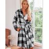 image:imageEkouaer Womens Robes Short Plush Bathrobe Knee Length Warm Soft Jacquard Robe Winter House Coat with Pockets SXXLBlackwhite Plaid