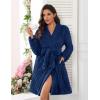 image:imageEkouaer Womens Robes Short Plush Bathrobe Knee Length Warm Soft Jacquard Robe Winter House Coat with Pockets SXXLBlue Purple Jacquard